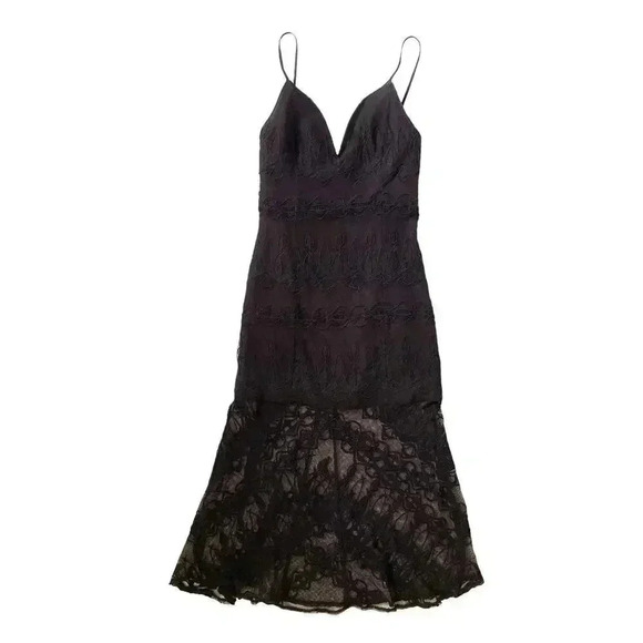 FREE PEOPLE In Love with this City Mesh Lace Overlay Midi Dress - Black - Size 6 - Picture 4 of 9